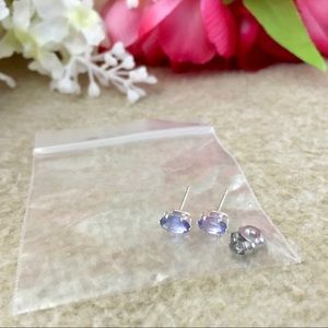 Clear Lilac Jewel Stud Earrings